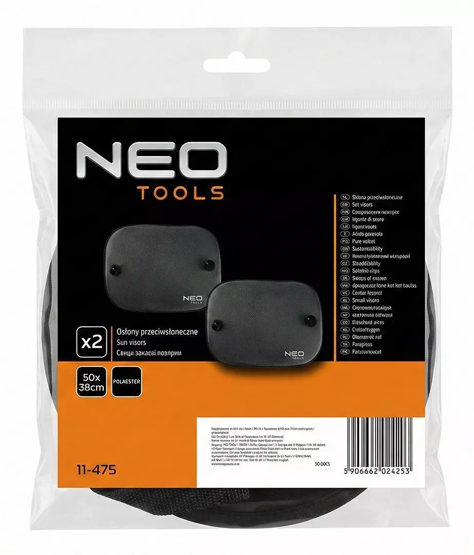 Шторка солнцезащитная Neo Tools 50х38см 2шт (11-475) фото 