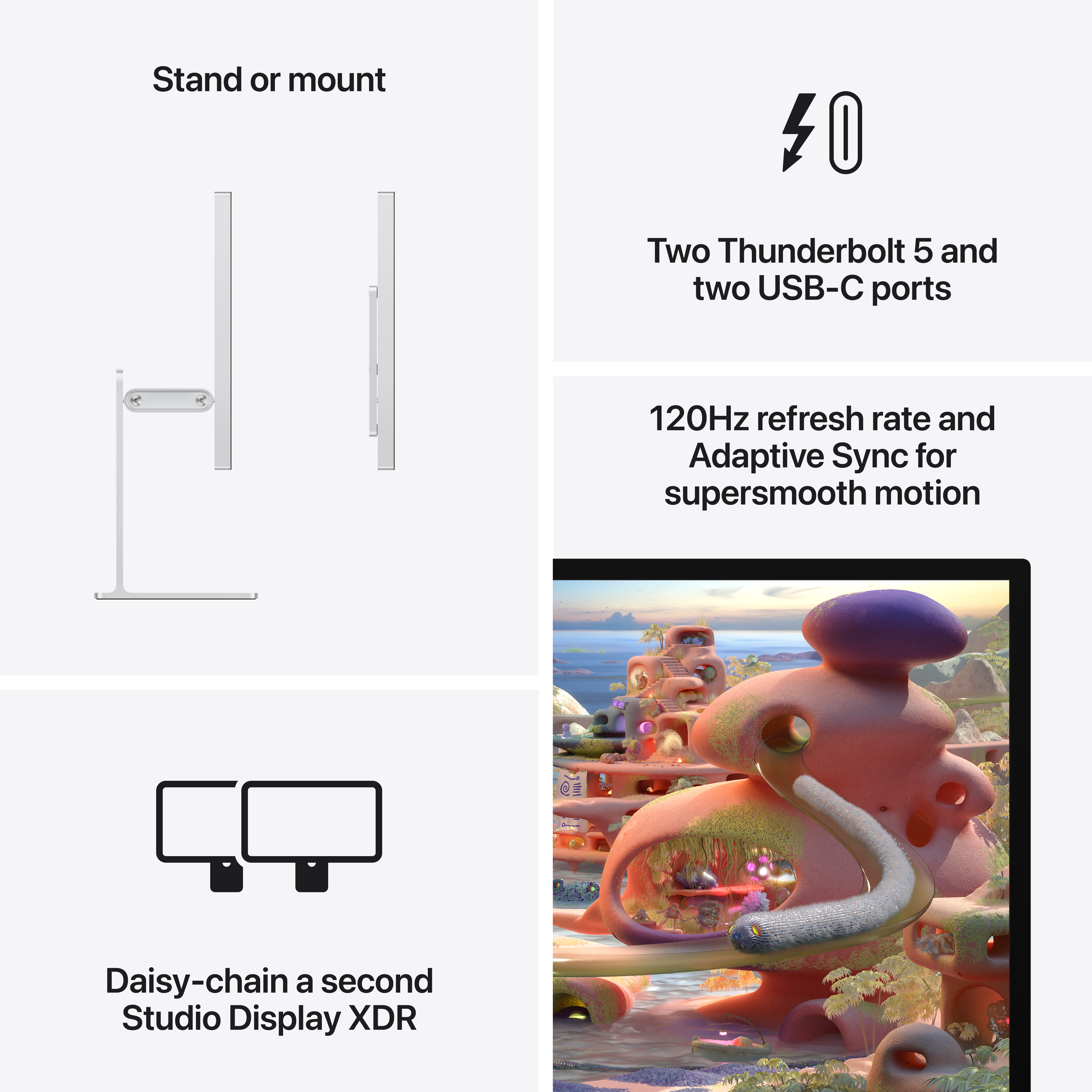 Монітор 27" APPLE Studio Display XDR Nano-texture Glass Tilt Adjustable Stand (MFEP4RU/A)фото6