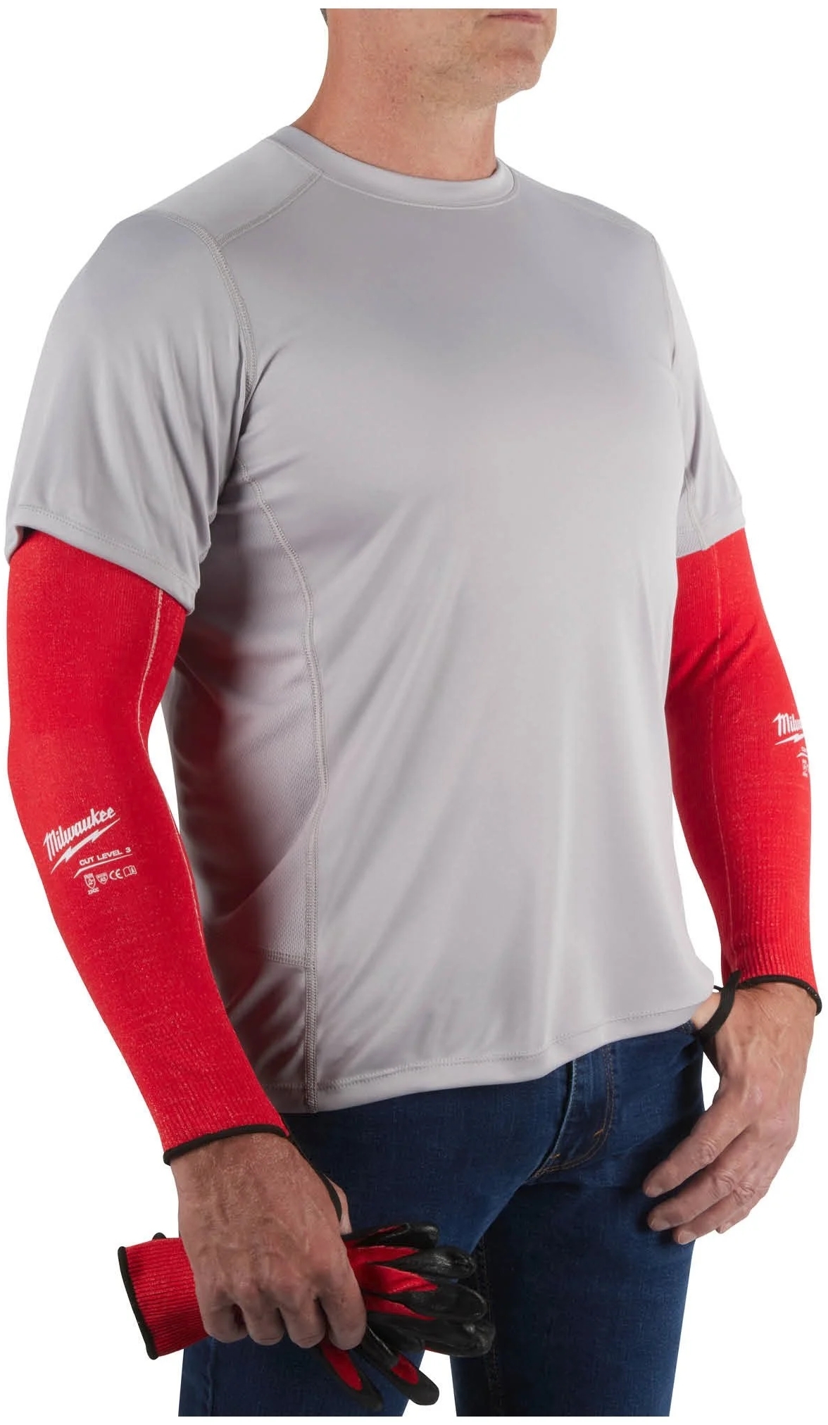 Нарукавники рабочие Milwaukee, высокоэластичный нейлон, 40см, красный (4932478584) фото 