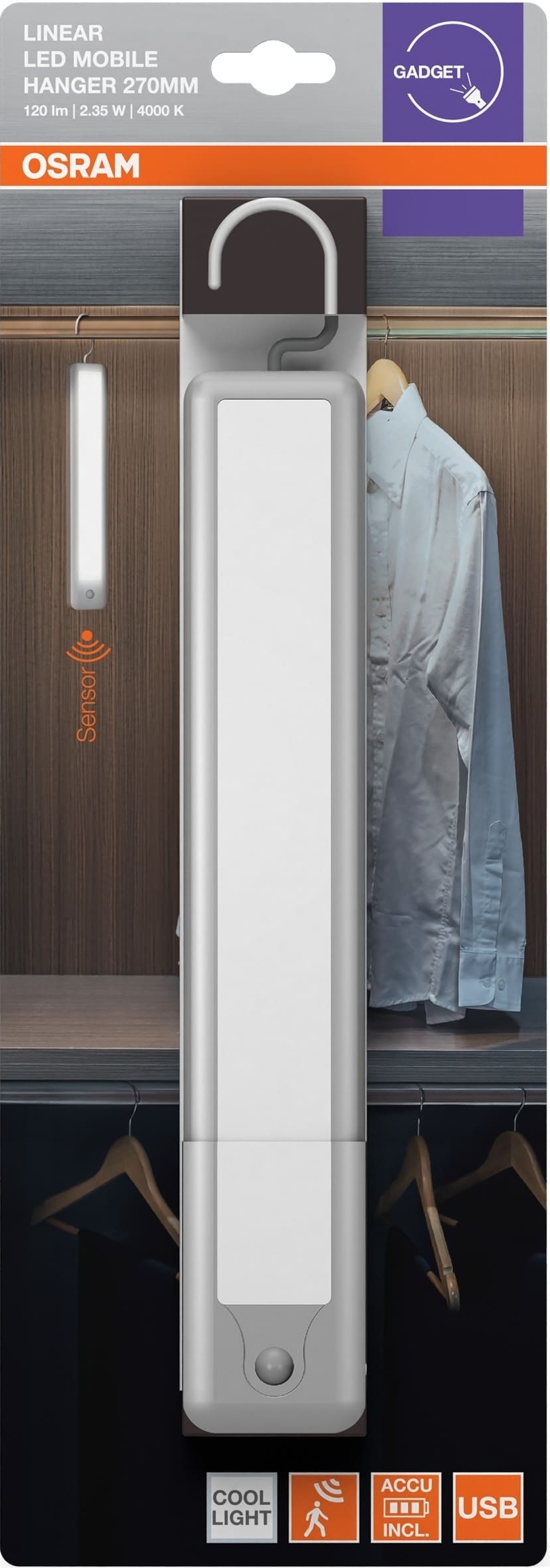 Світильник з акумулятором Osram Linearled Mobile Hanger 2.35Вт 4000К 120Лм 600мАг (4099854668739)фото5