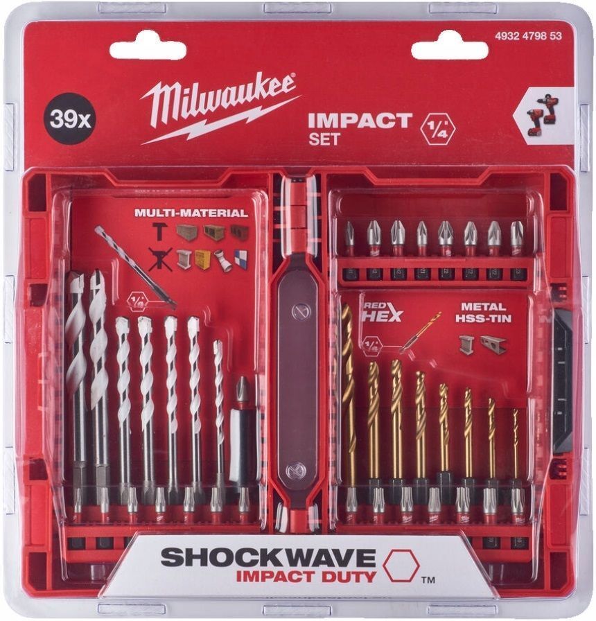 Набір біт і свердл по металу Milwaukee RedHEX TiN 39шт (4932479853)фото