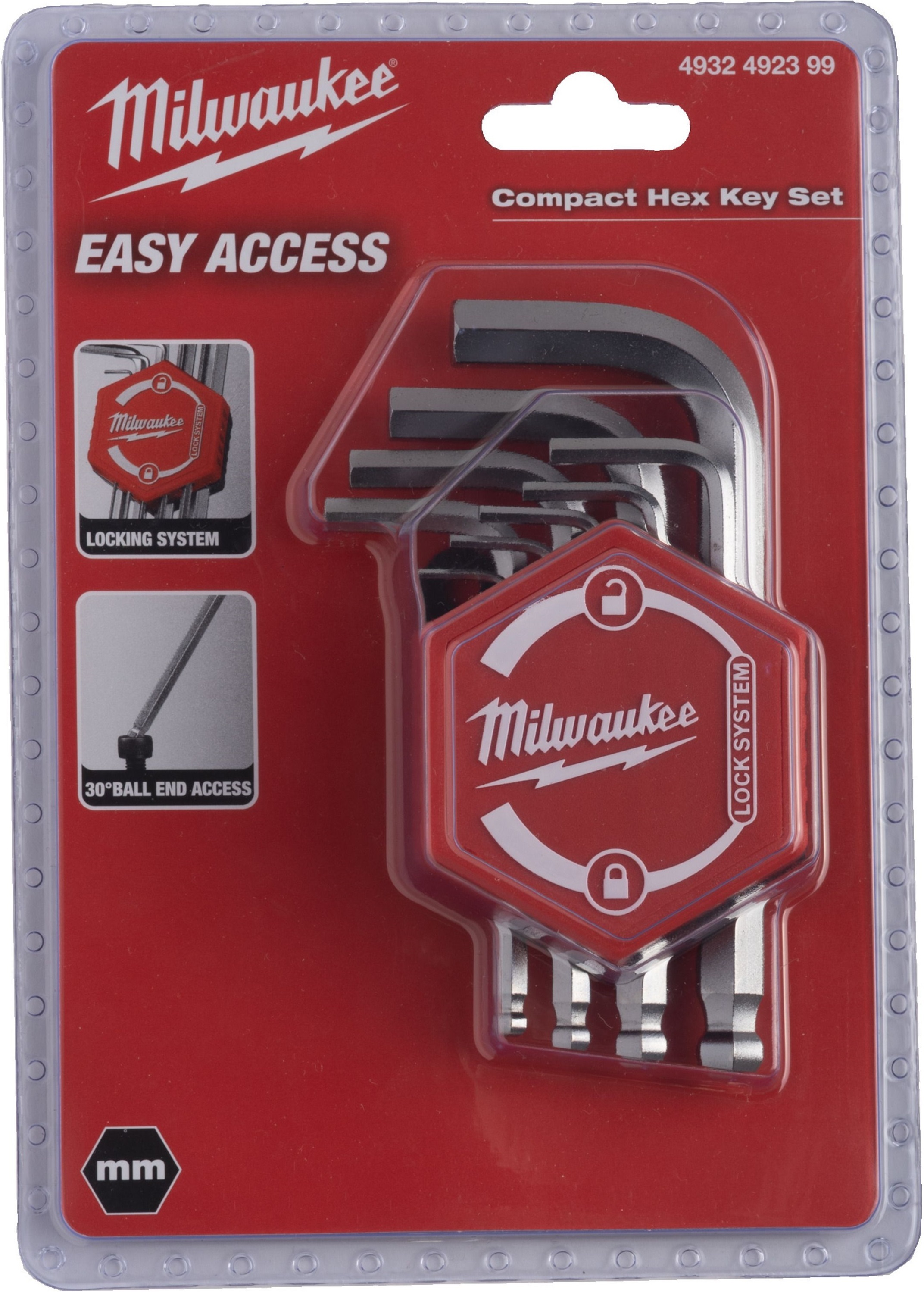 Ключи шестигранные Milwaukee Compact, Г-образные HEX, набор 9шт. (4932492399) фото 