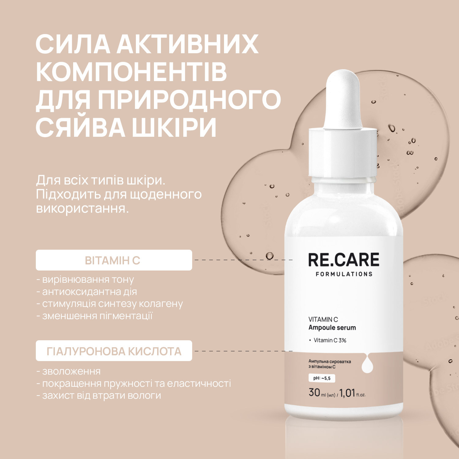 Ампульная сыворотка Re.Care Vitamin C Ampoule Serum с витамином С 30 мл фото 
