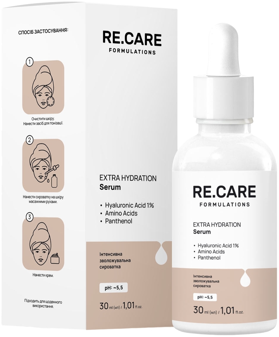 Інтенсивна зволожувальна сироватка Re.Care Extra Hydration Serum 30 млфото