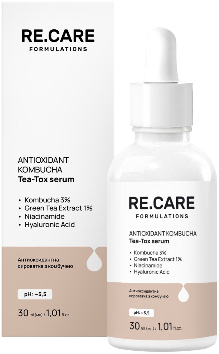 Антиоксидантна сироватка Re.Care Antioxidant Kombucha Tea-Tox Serum з комбучею 30 млфото