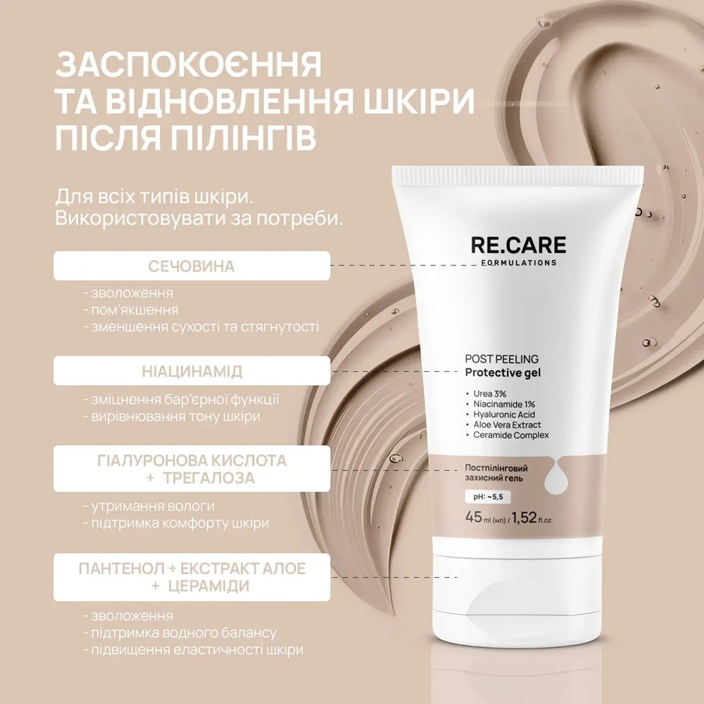 Постпилинговый защитный гель Re.Care Post Peeling Protective gel 45 мл фото 