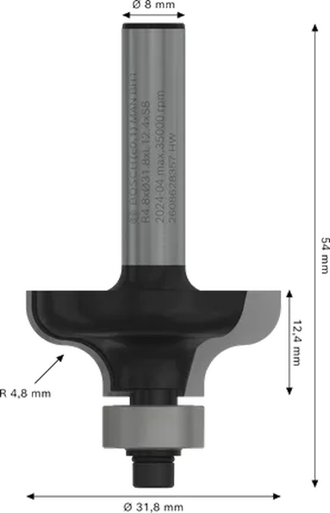Фреза профильная Bosch Professional Std S8 R4.8 D31.8 L12.4 (2.608.628.357) фото2