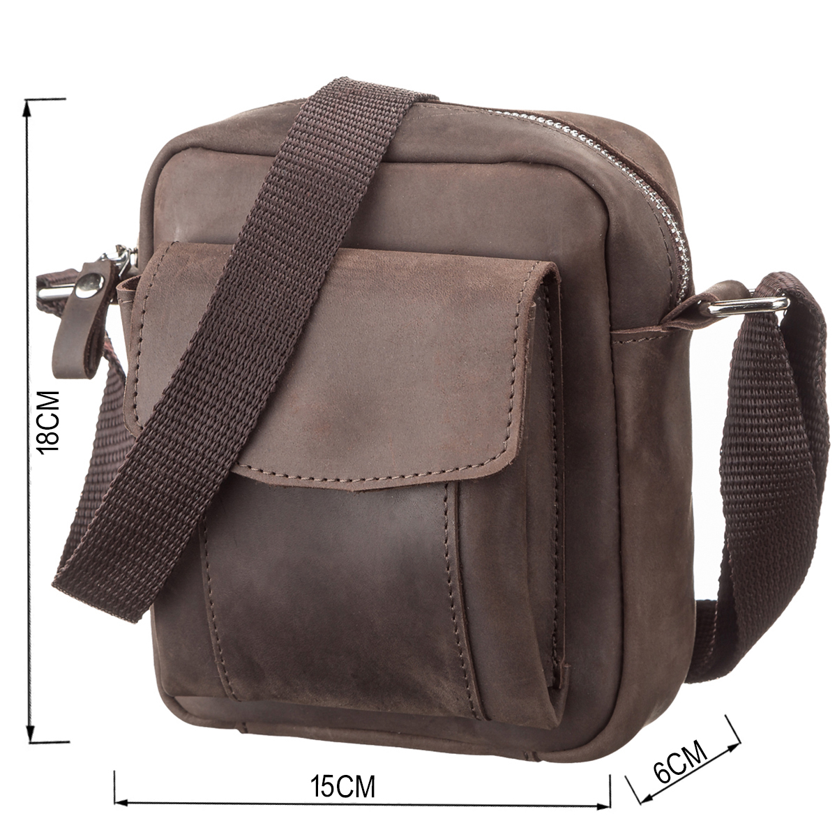 Сумка на плече чоловіча шкіряна Shvigel 11077 коричнева фото3