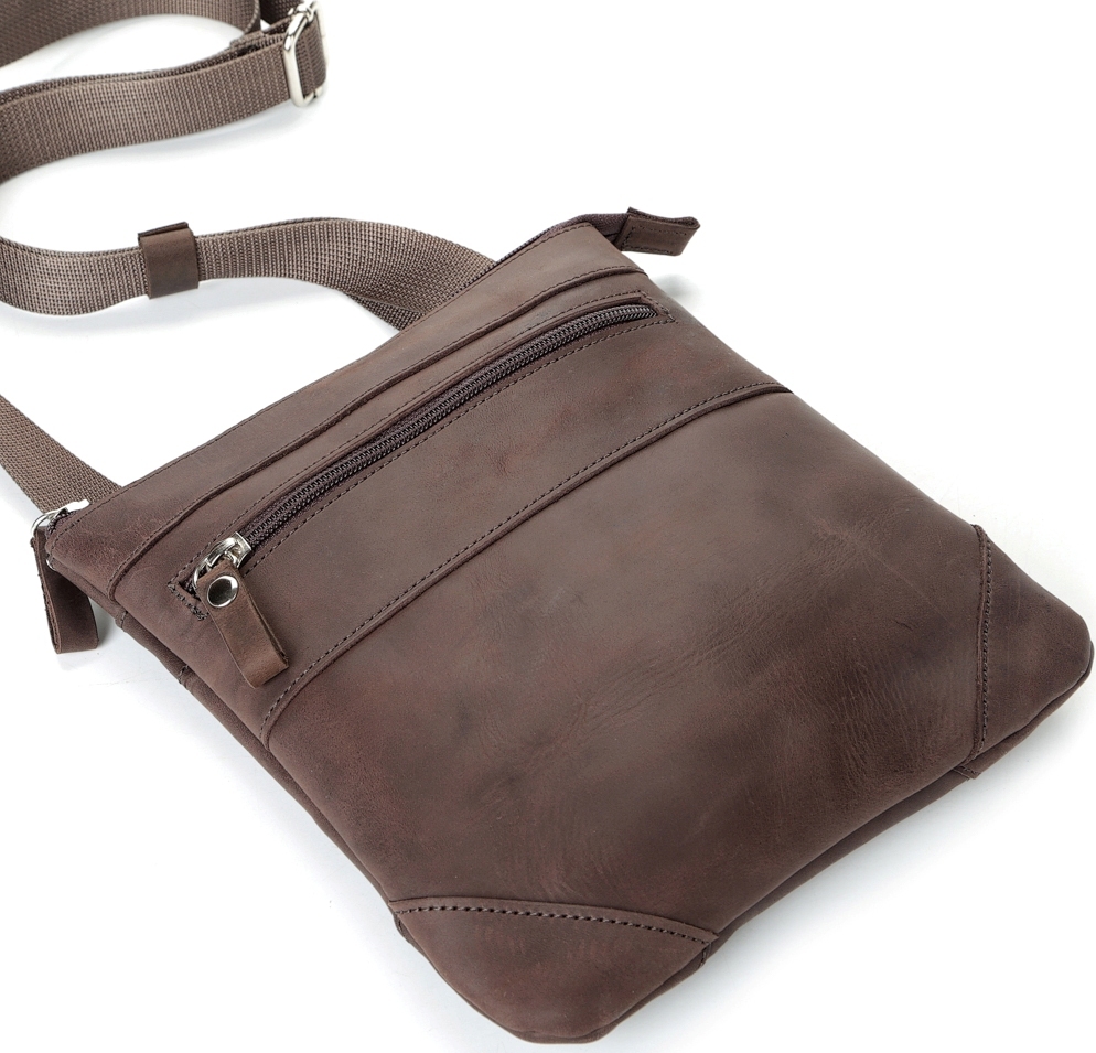 Сумка на плечо мужская кожаная Shvigel 11018 коричневая фото13
