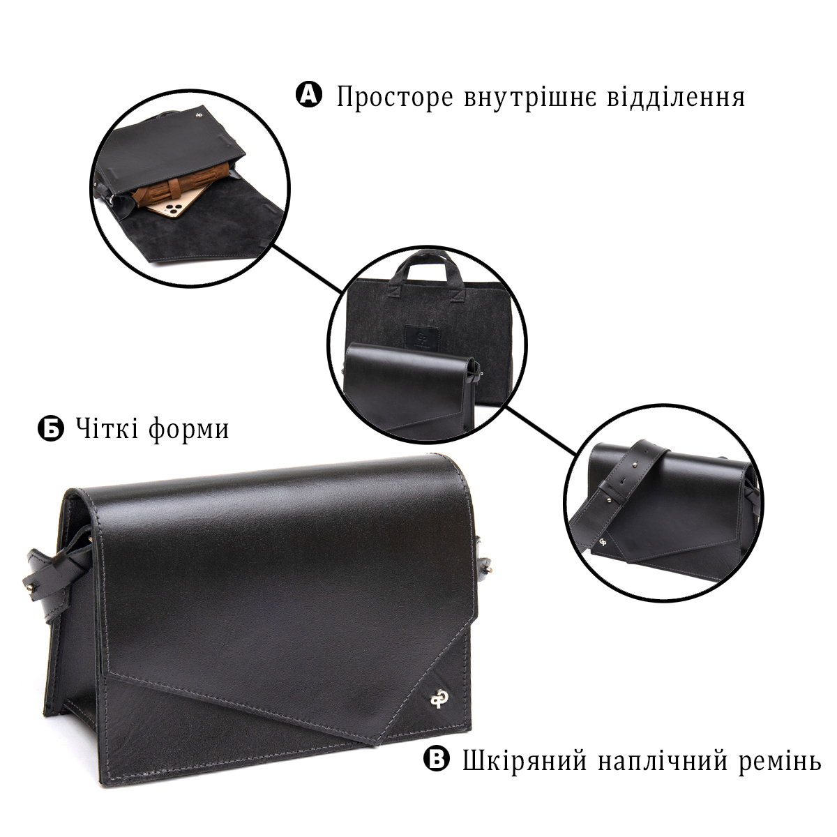 Сумка на плече шкіряна Grande Pelle 11434 чорна фото8