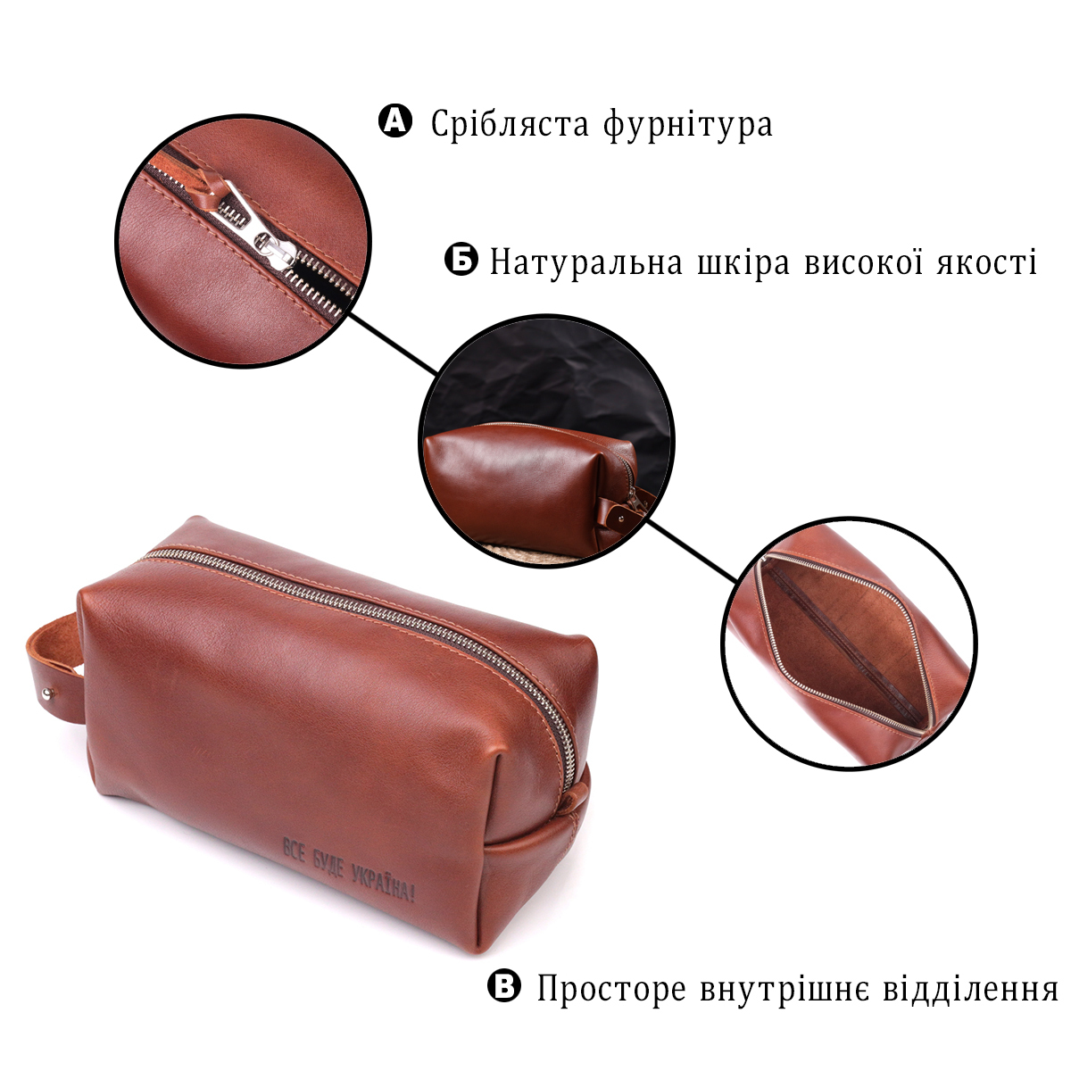 Сумка дорожня чоловіча шкіряна Grande Pelle 16769 світло-коричнева фото8
