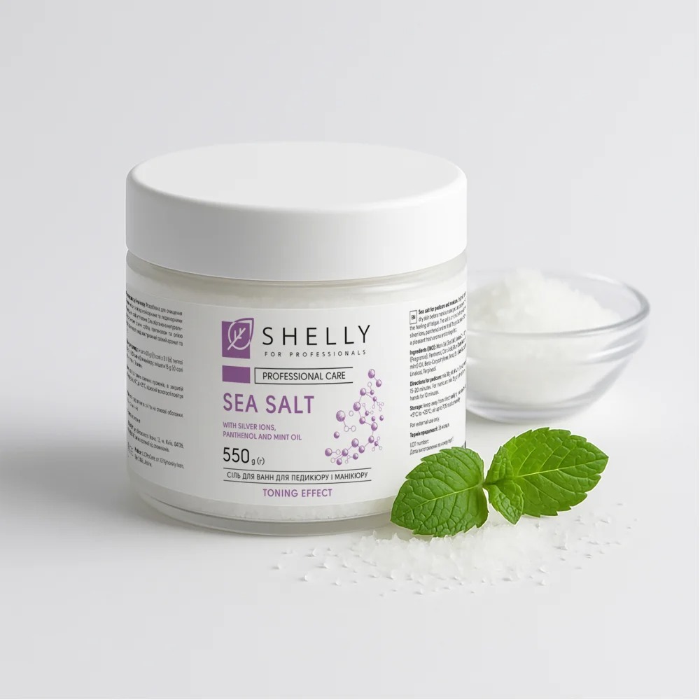 Соль для ванн Shelly с ионами серебра, пантенолом и маслом мяты 550 г фото 