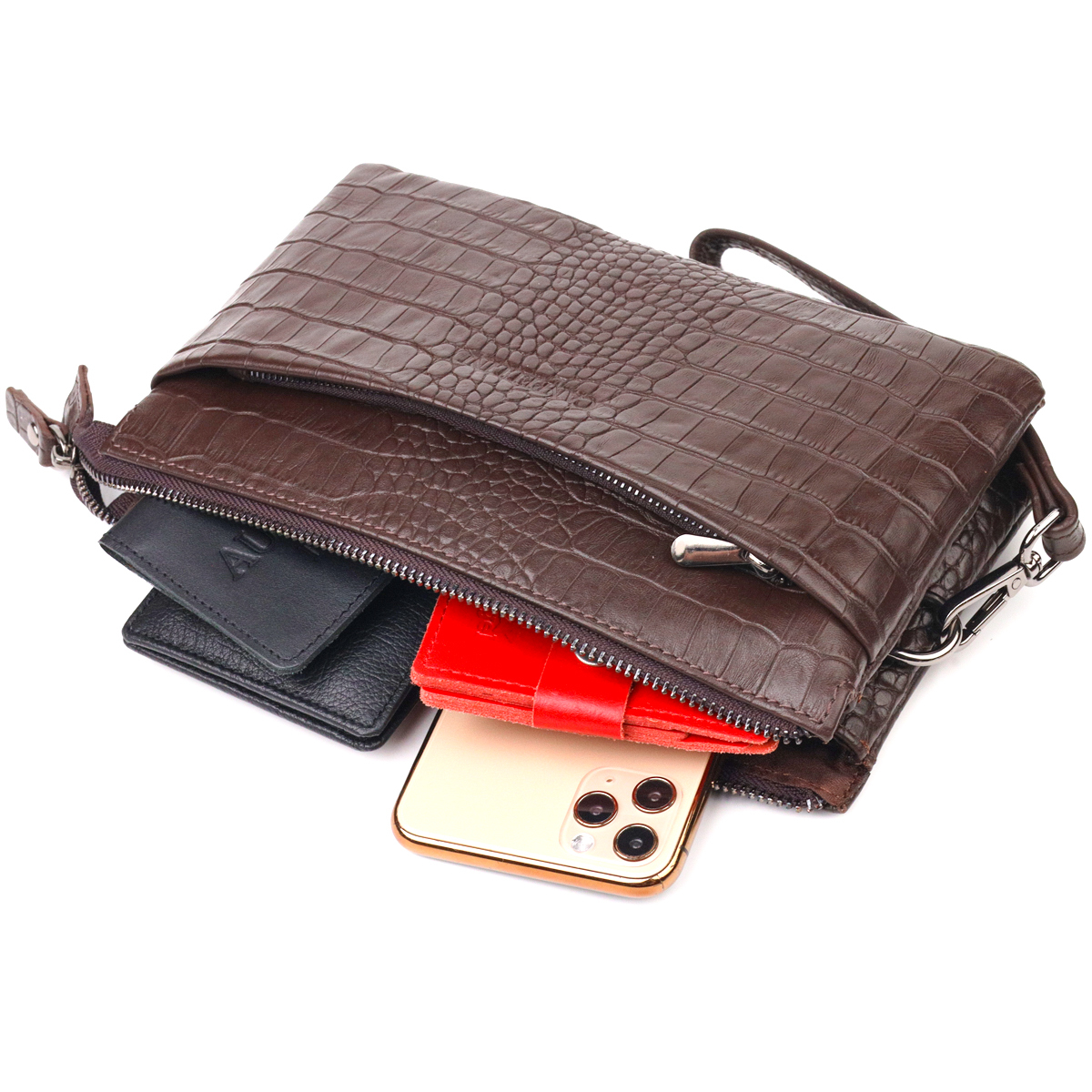 Сумка клатч мужская кожаная Canpellini 21554 коричневая фото11