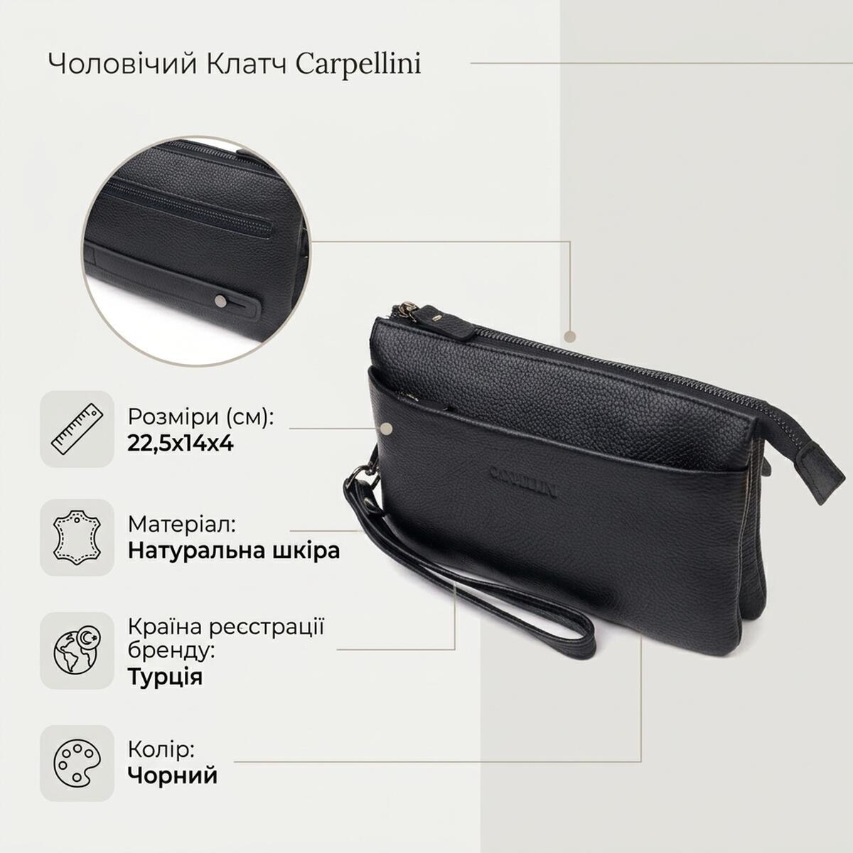 Сумка клатч мужская кожаная Canpellini 21557 черная фото2