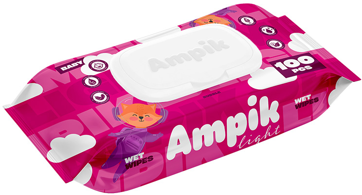 Влажные салфетки Ampik Light детские 66 шт Розовые фото 