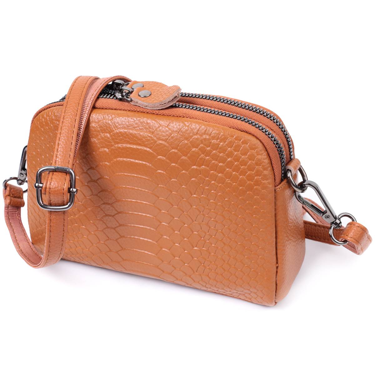 Сумка клатч кожаная Vintage 22800 рыжая фото15