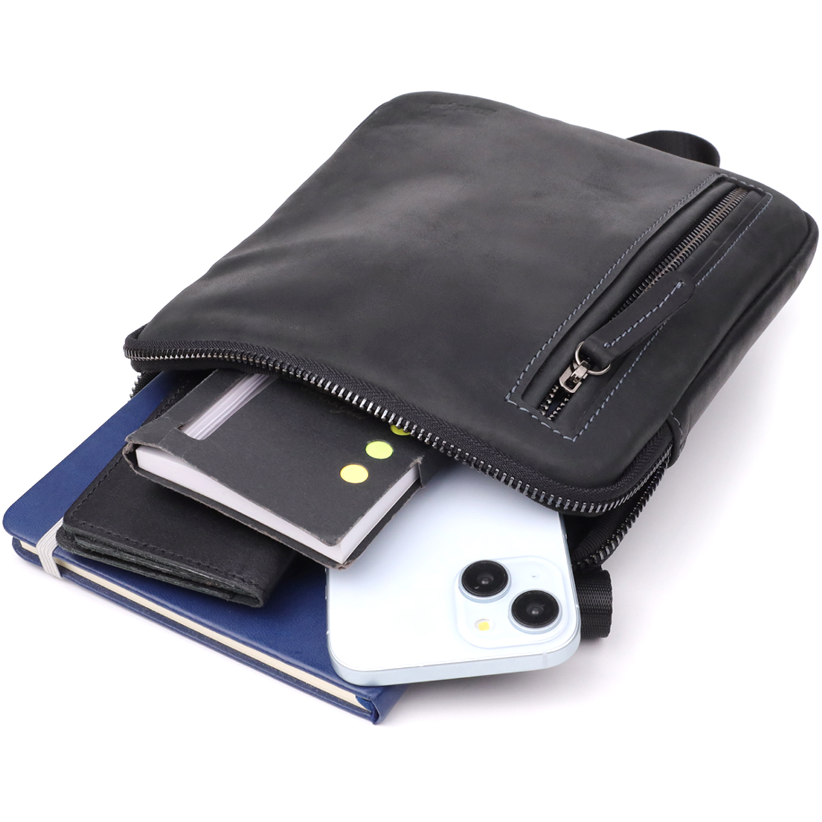 Сумка на плече чоловіча шкіряна Shvigel 23147 чорна фото8