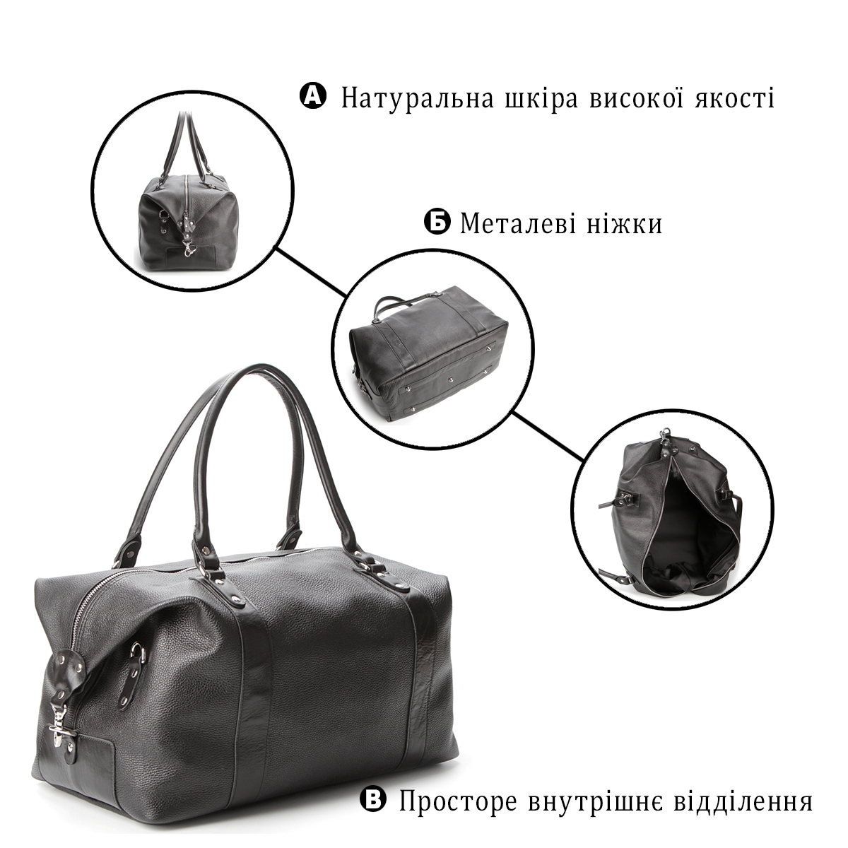 Сумка дорожня шкіряна Shvigel 00881 чорна фото8