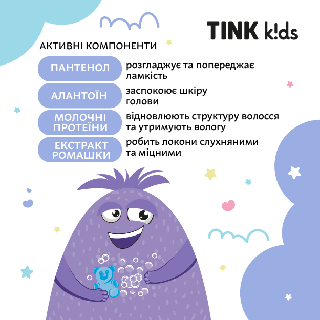 Шампунь-бальзам 2 в 1 Tink kids Gummy Bears 300 мл фото 6