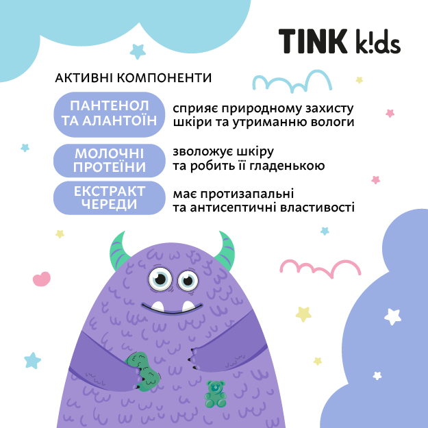 Детское средство для купания 3 в 1 Tink kids Gummy Bears 500 мл фото 