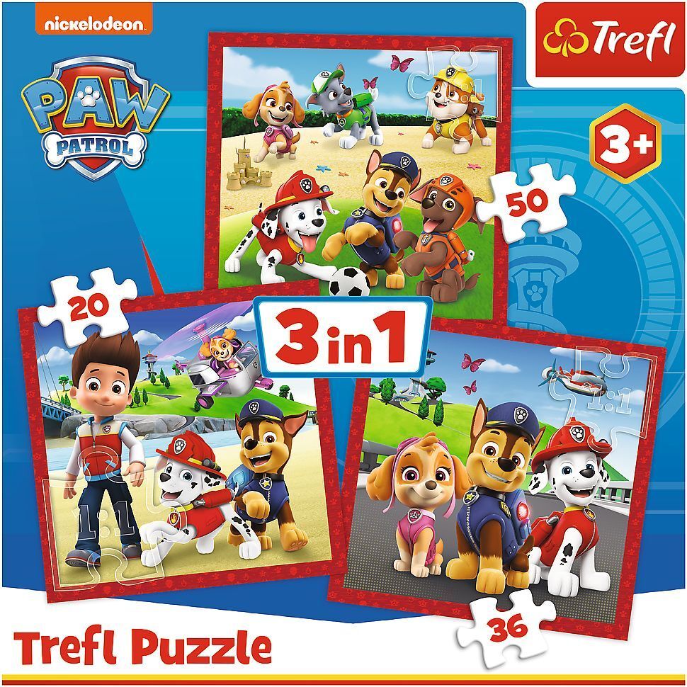 Пазлы Trefl Paw Patrol Счастливые собаки 3in1 (5900511348675) фото 