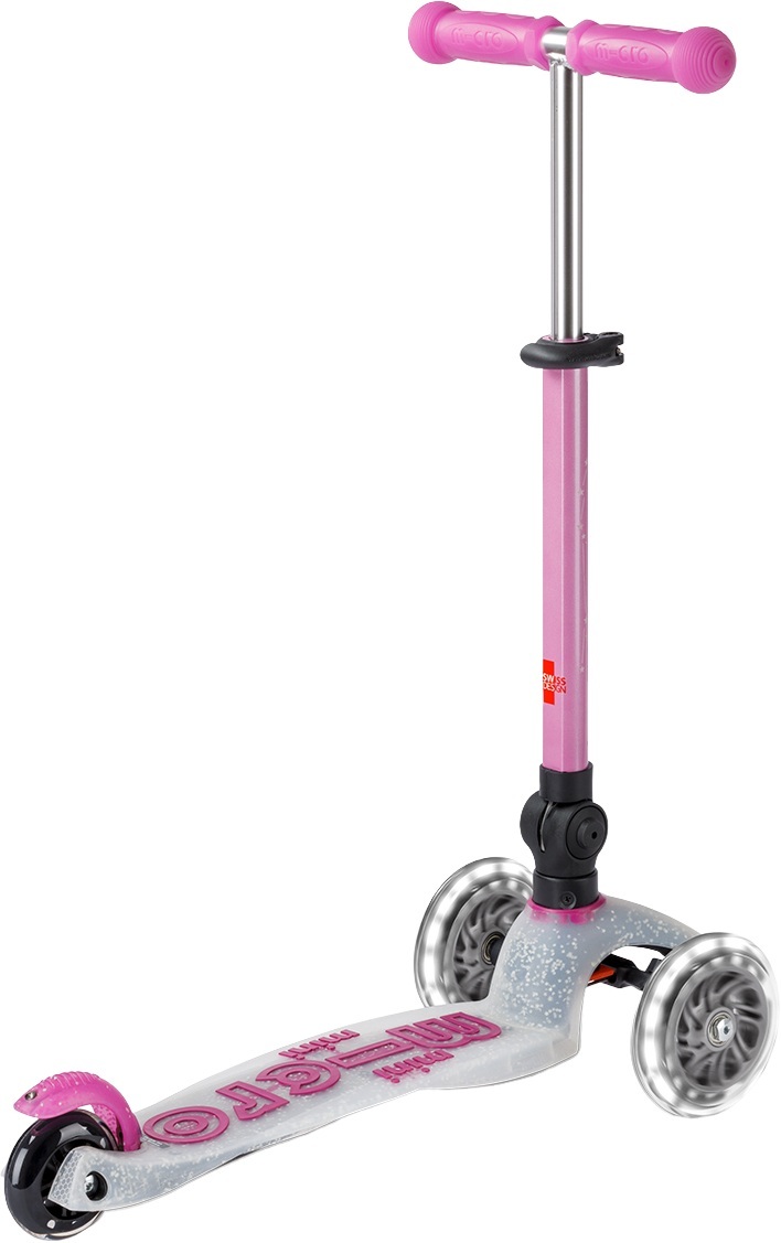 Самокат Micro складной серии Mini Deluxe Foldable Orion Glow LED – Розовый (MMD373) фото 