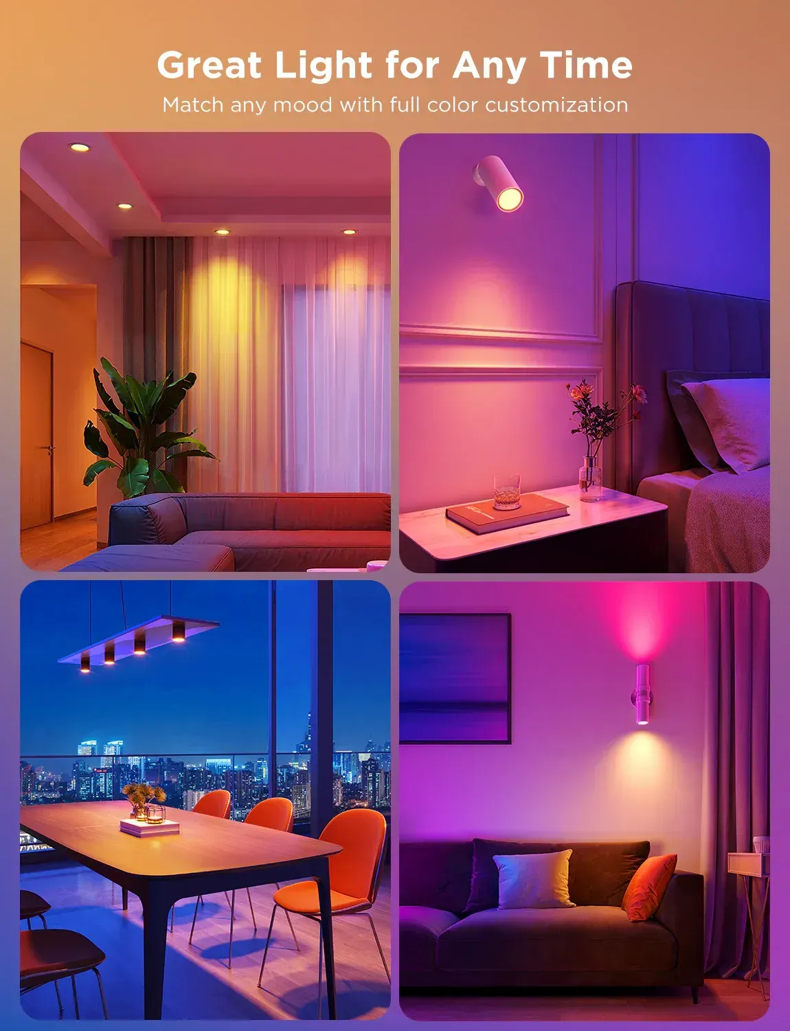 Набір ламп Govee GU10 Smart LED Bulb, RGBWW, WI-FI/Bluetooth, білий (B600D3C1)фото4