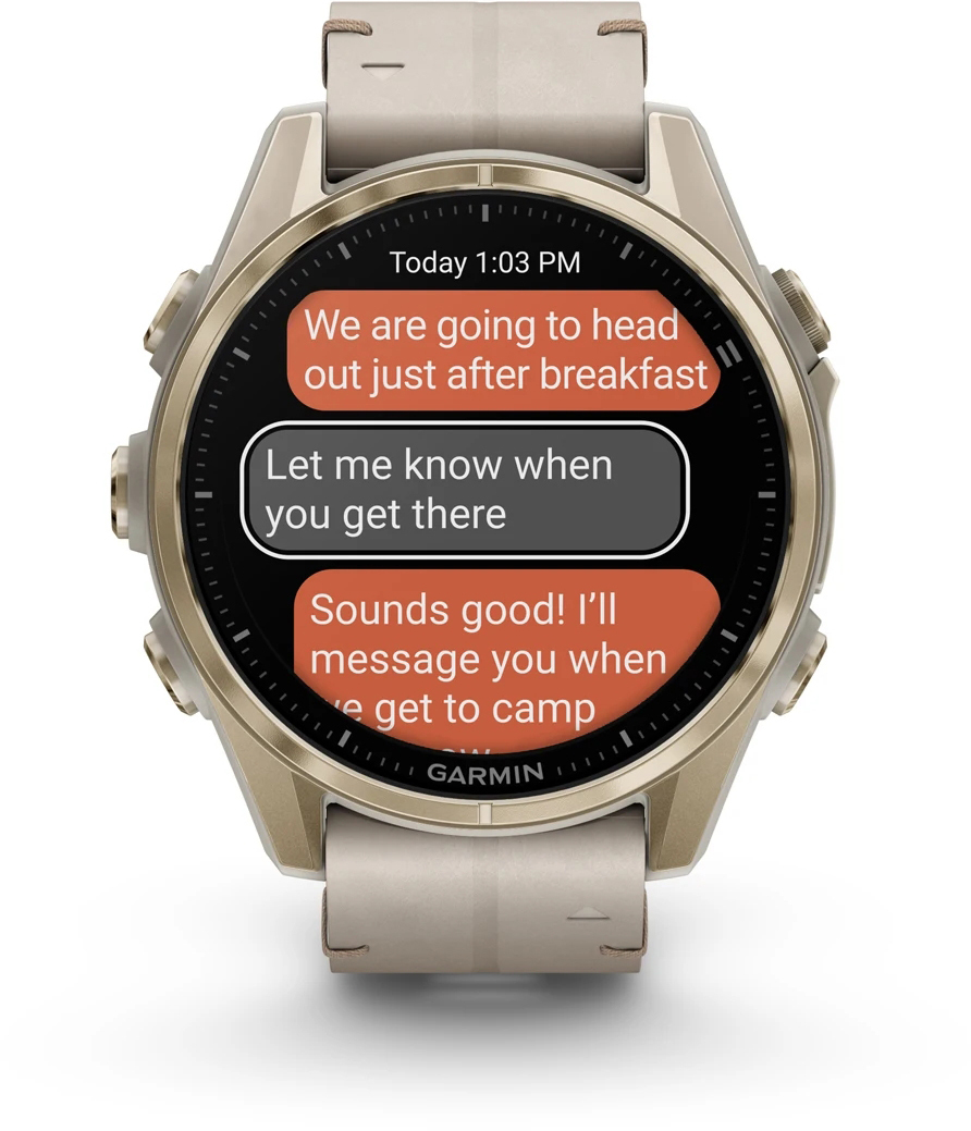 Смарт-годинник Garmin Fenix 8 43mm AMOLED Saph SftGldSS/FogGryLeatherBnd (010-02903-40)фото