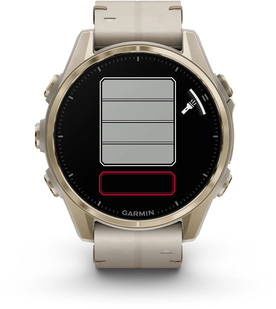 Смарт-годинник Garmin Fenix 8 43mm AMOLED Saph SftGldSS/FogGryLeatherBnd (010-02903-40)фото