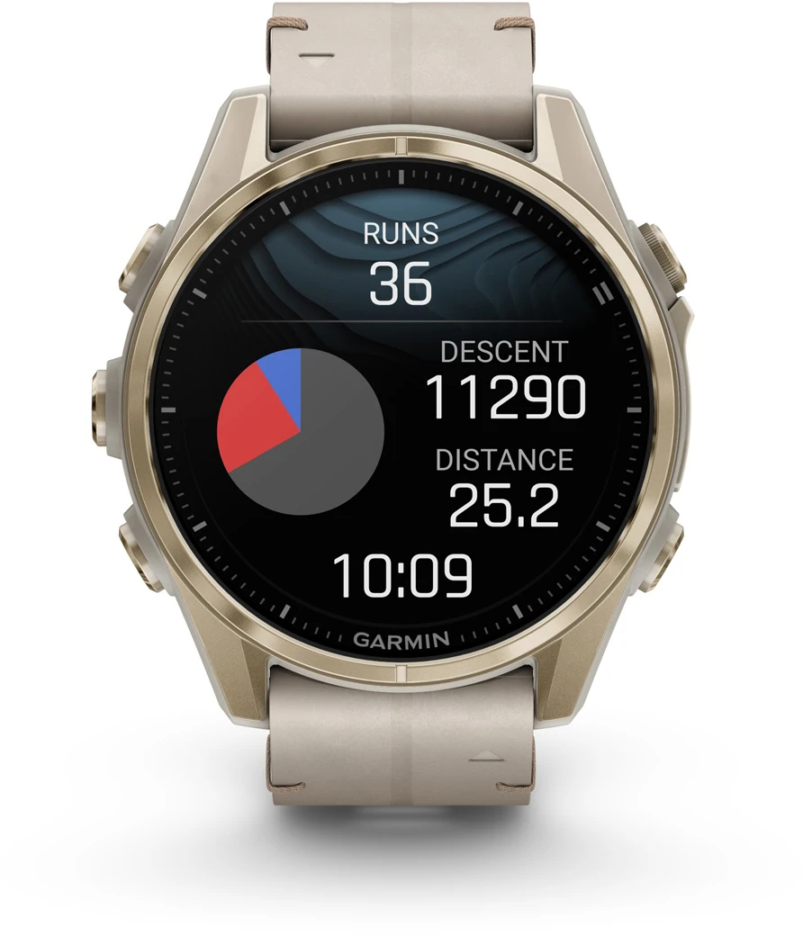 Смарт-годинник Garmin Fenix 8 43mm AMOLED Saph SftGldSS/FogGryLeatherBnd (010-02903-40)фото