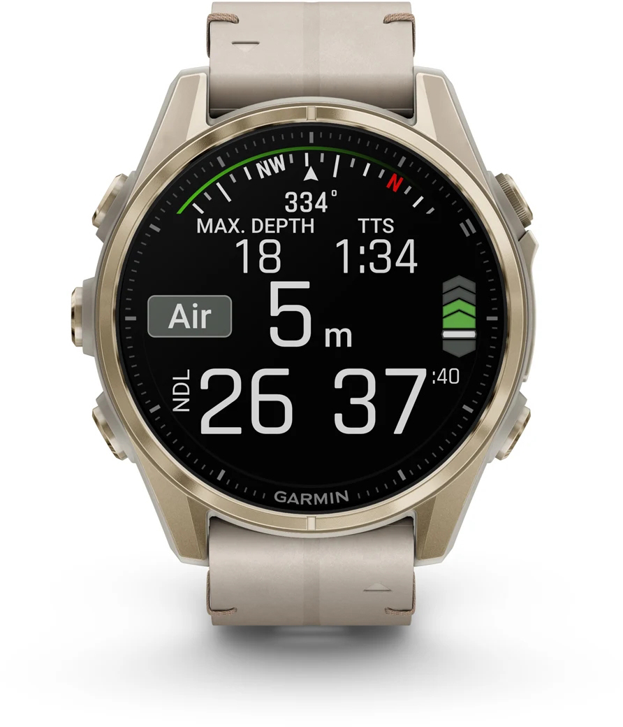 Смарт-годинник Garmin Fenix 8 43mm AMOLED Saph SftGldSS/FogGryLeatherBnd (010-02903-40)фото
