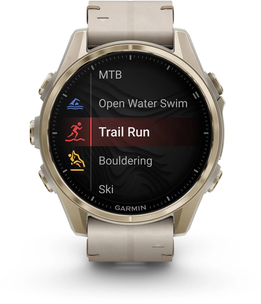 Смарт-годинник Garmin Fenix 8 43mm AMOLED Saph SftGldSS/FogGryLeatherBnd (010-02903-40)фото