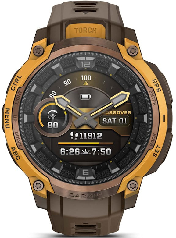 Смарт-годинник Garmin Instinct Crossover AMOLED BronzeSunburst/Cocoa (010-03398-01)фото