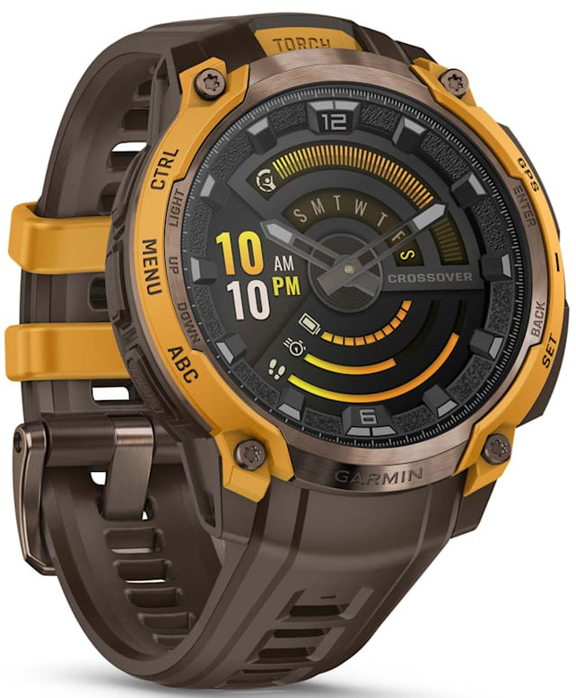 Смарт-годинник Garmin Instinct Crossover AMOLED BronzeSunburst/Cocoa (010-03398-01)фото