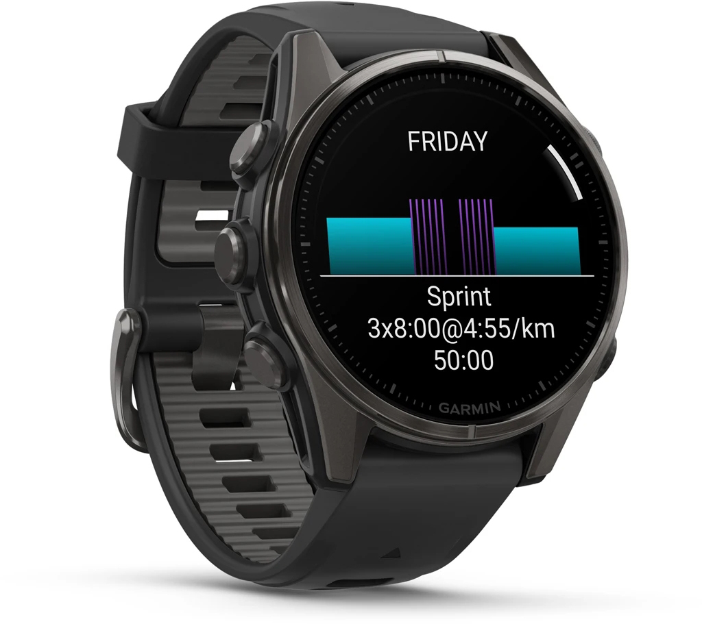 Смарт-часы Garmin Fenix 8 43mm AMOLED Saph CrbnGry Ti/Blk Blk/PebblGryBnd (010-02903-21) фото 