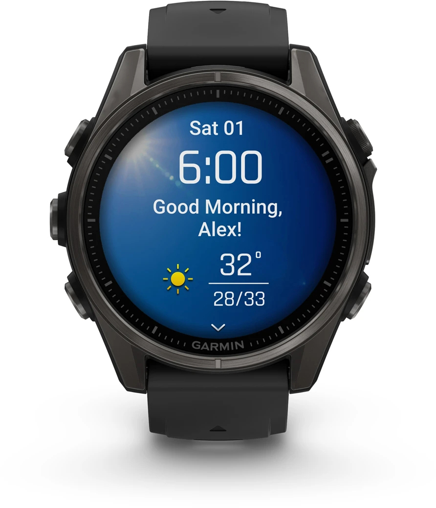 Смарт-часы Garmin Fenix 8 43mm AMOLED Saph CrbnGry Ti/Blk Blk/PebblGryBnd (010-02903-21) фото 