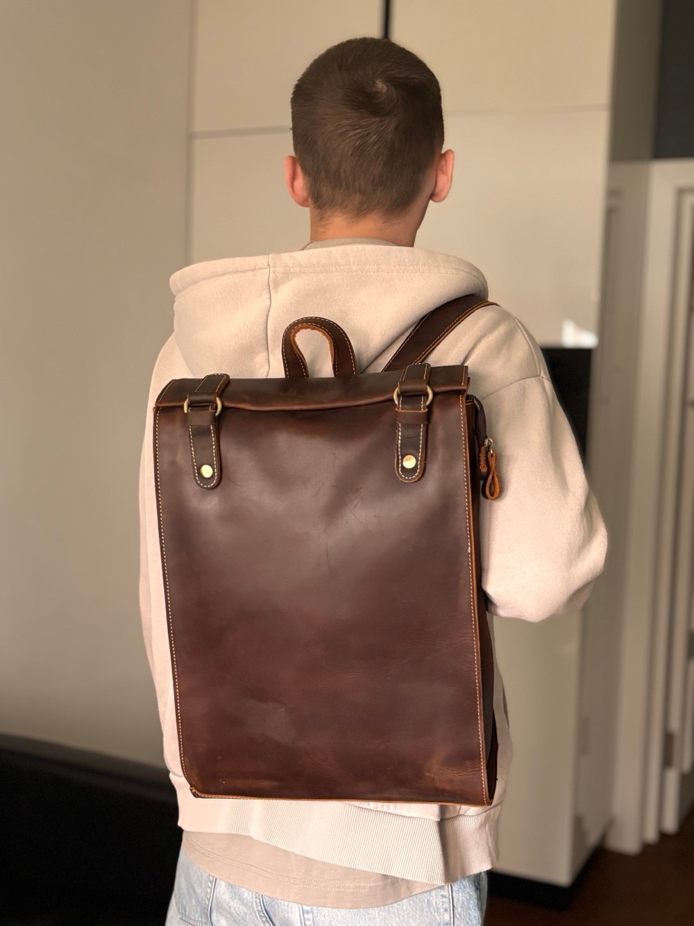 Рюкзак кожаный Vintage 14796 коричневый фото14