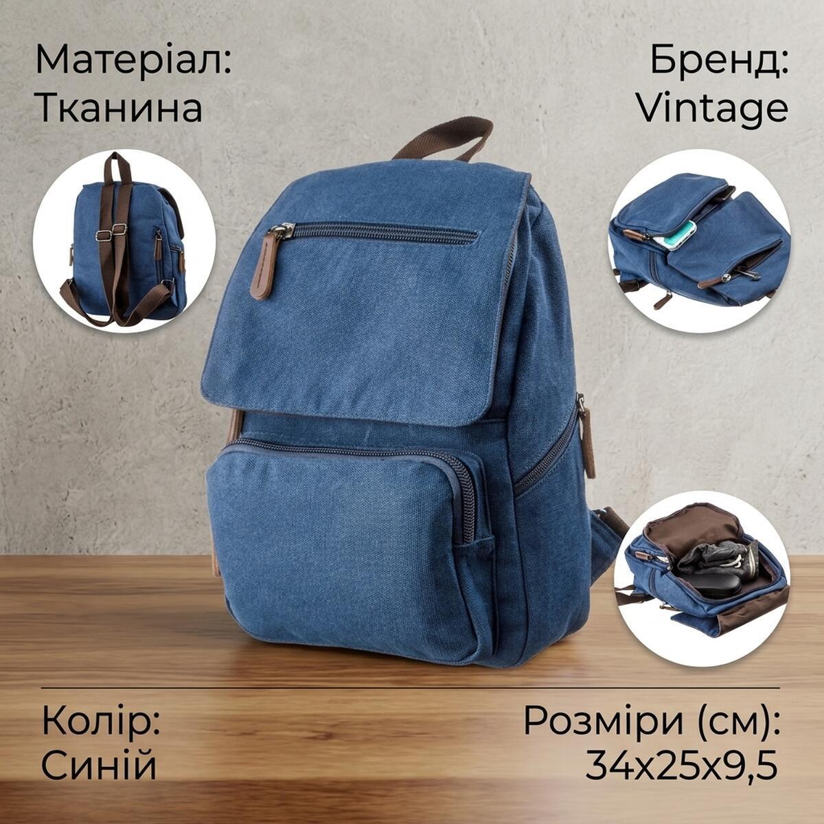 Рюкзак Vintage 20197 синий фото9