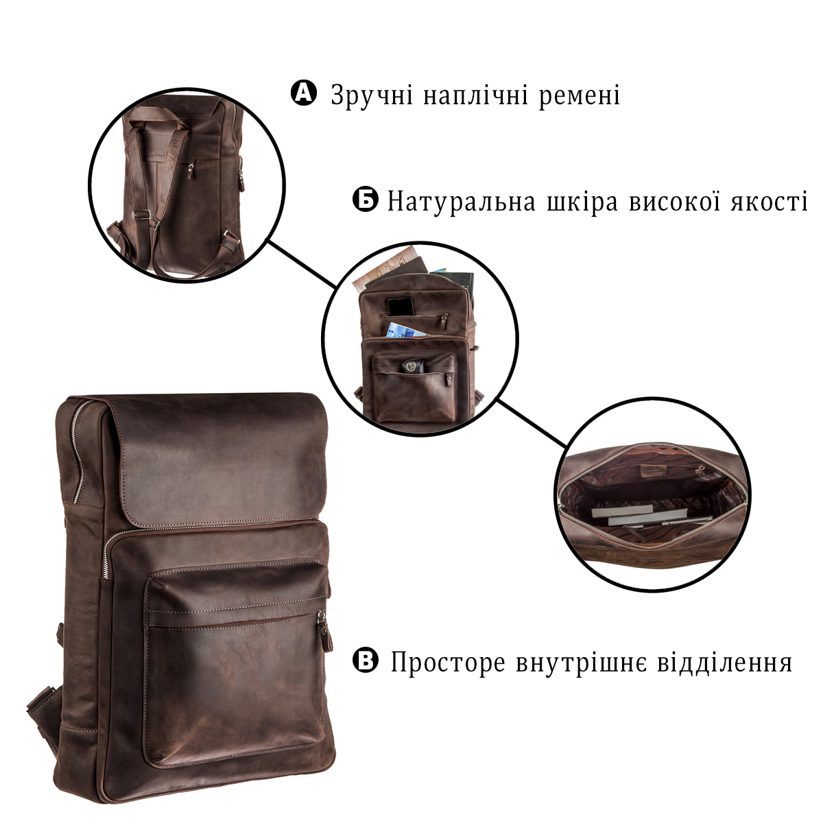 Рюкзак кожаный Shvigel 15307 коричневый фото6