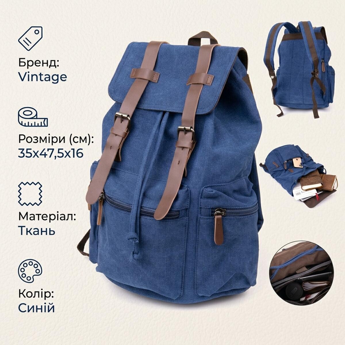 Рюкзак Vintage 20609 синий фото9
