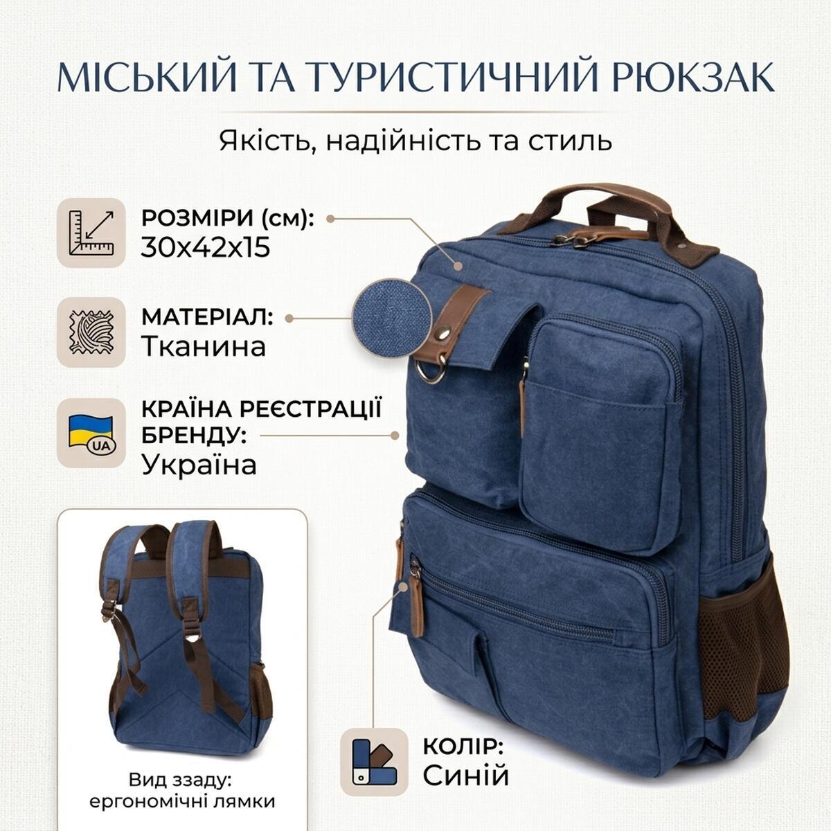 Рюкзак Vintage 20621 синий фото9