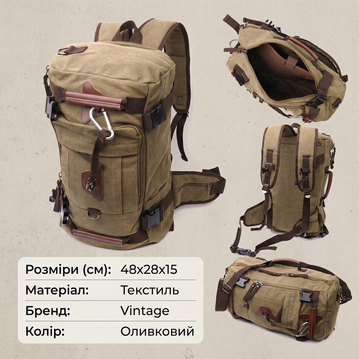 Рюкзак Vintage 22158 оливковый фото10