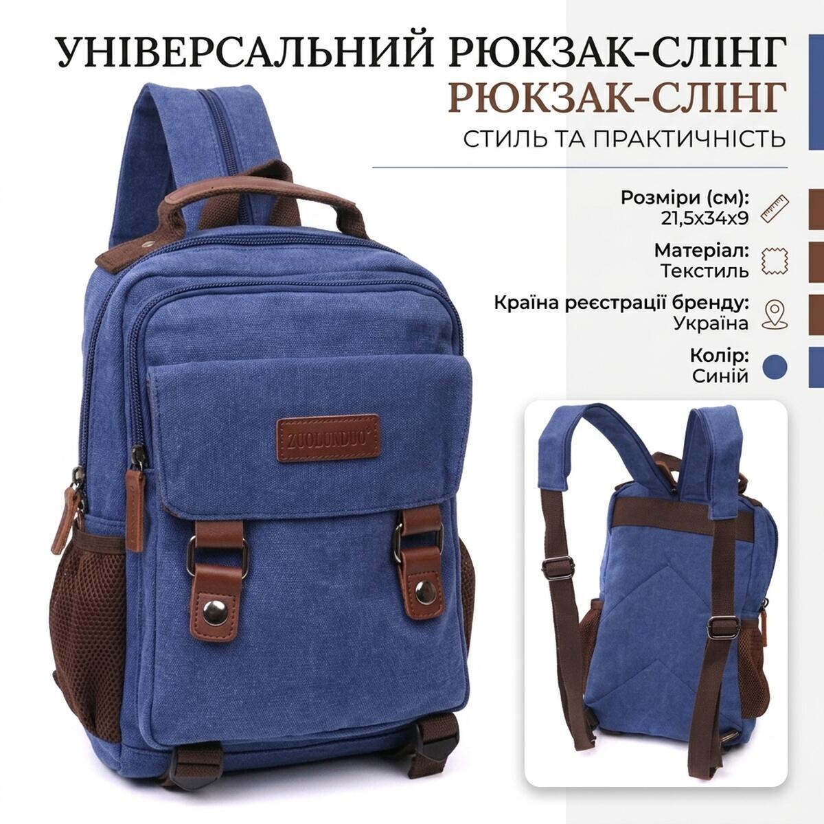 Рюкзак Vintage 22169 синий фото9