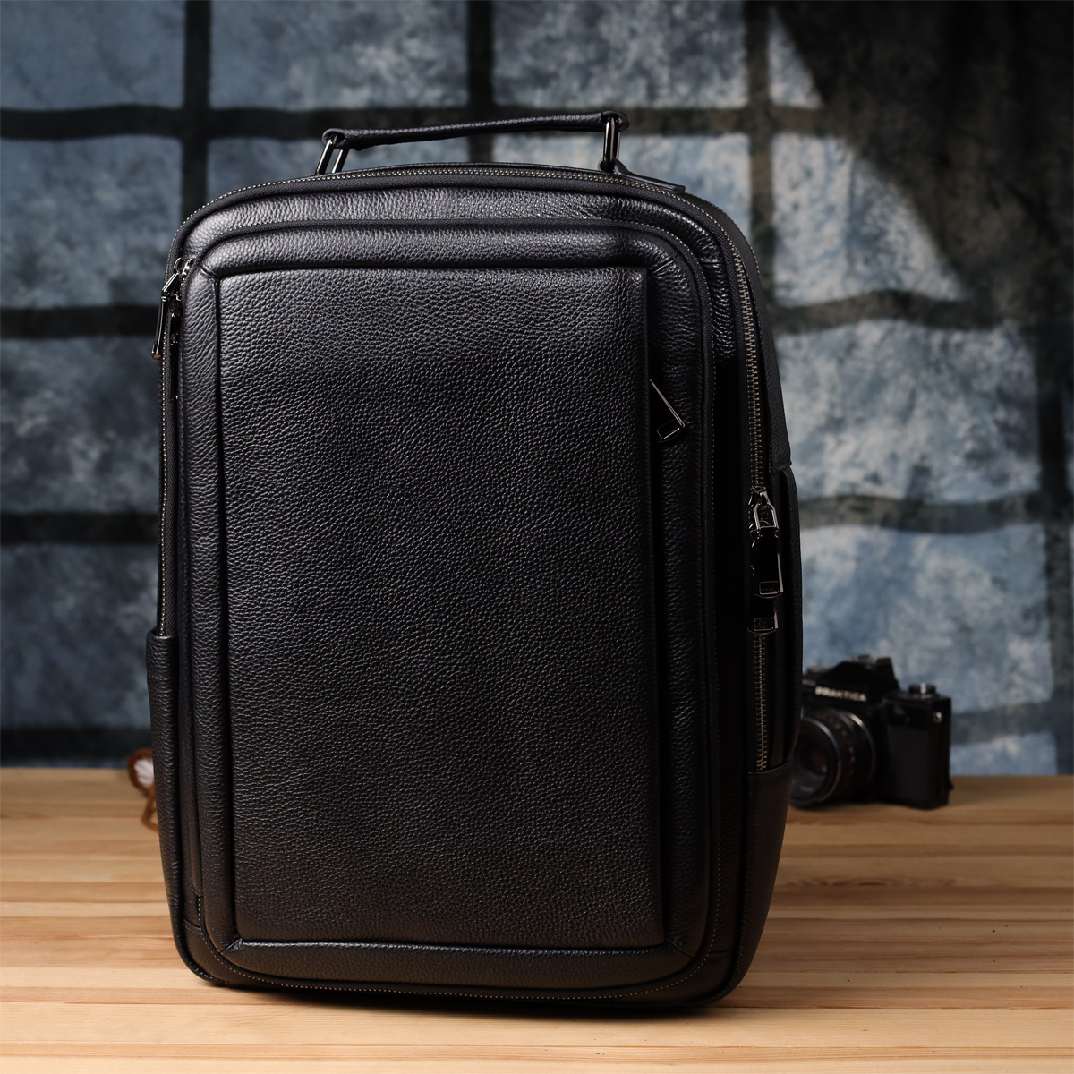 Рюкзак кожаный Vintage 23044 черный фото13