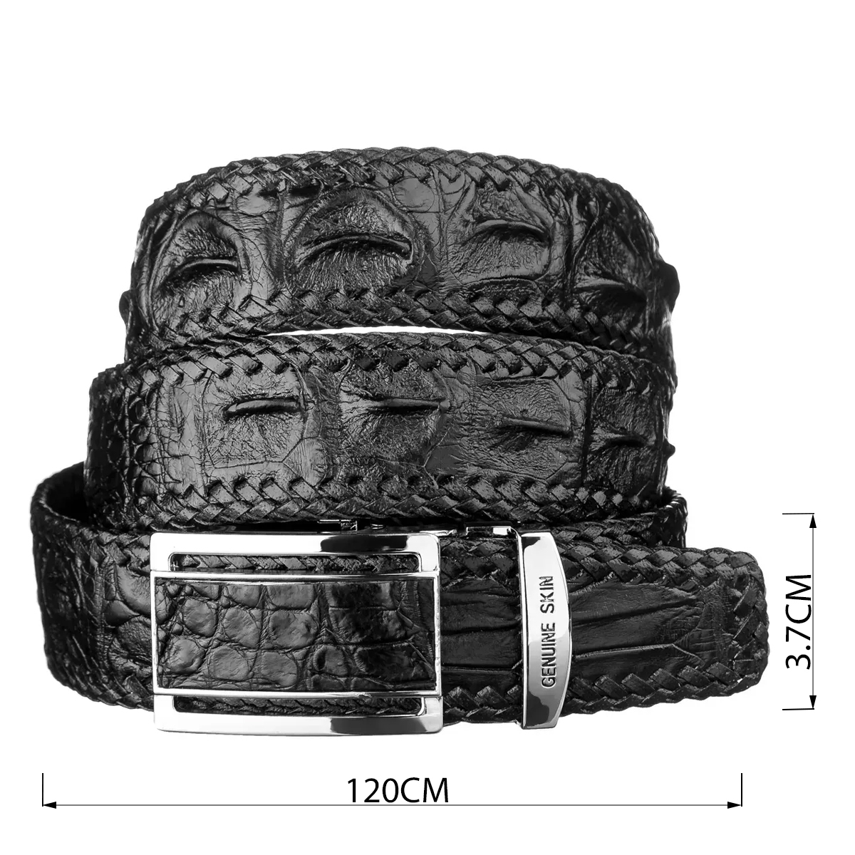 Ремень мужской кожаный Crocodile Leather 18010 черный фото6