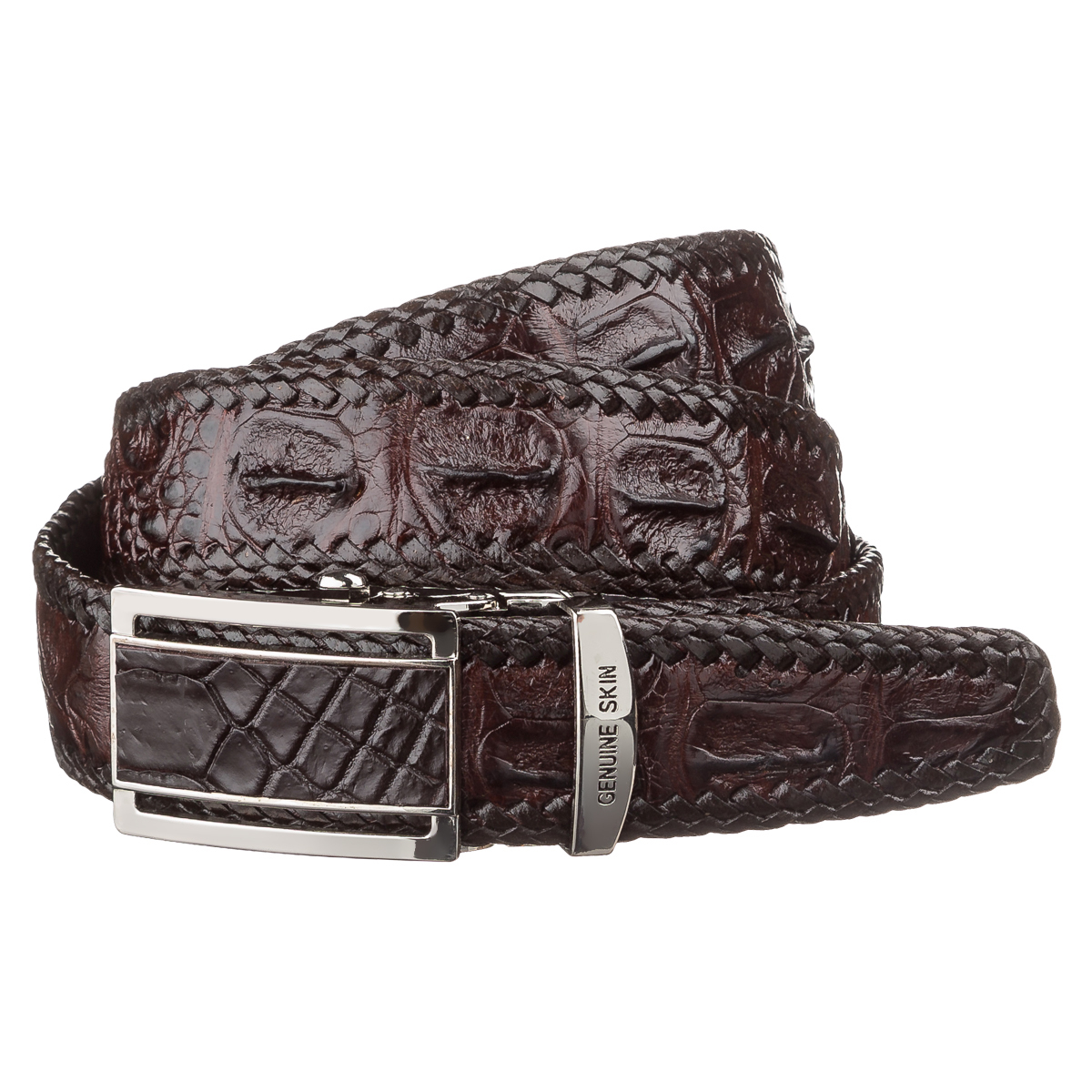 Ремень мужской кожаный Crocodile Leather 18171 коричневый фото5