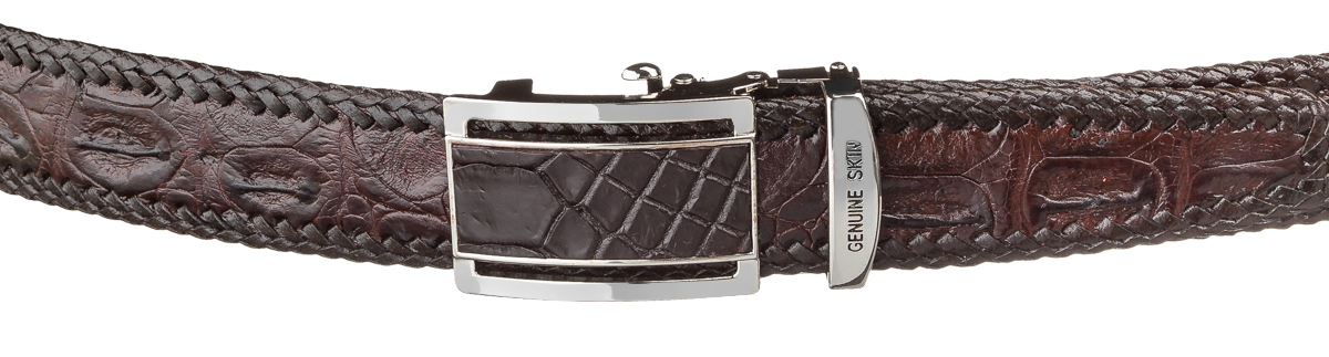 Ремень мужской кожаный Crocodile Leather 18171 коричневый фото6