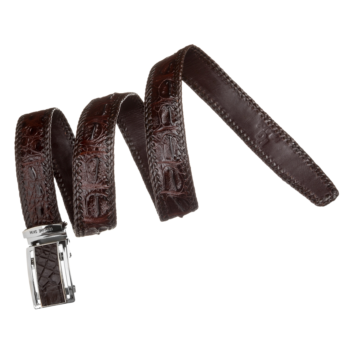 Ремень мужской кожаный Crocodile Leather 18171 коричневый фото7