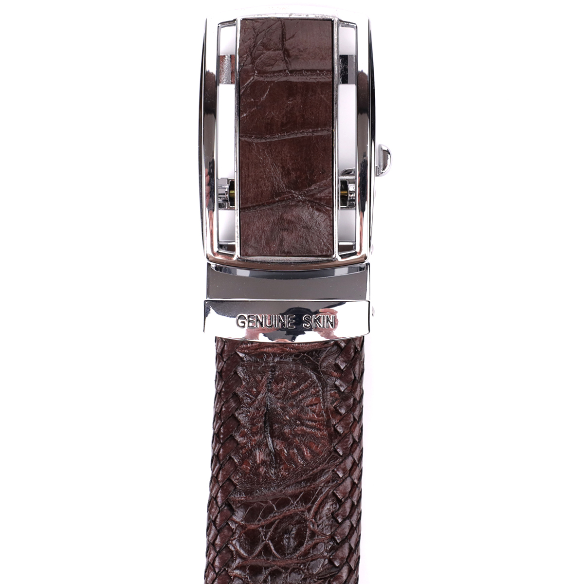 Ремень мужской кожаный Crocodile Leather 18171 коричневый фото10