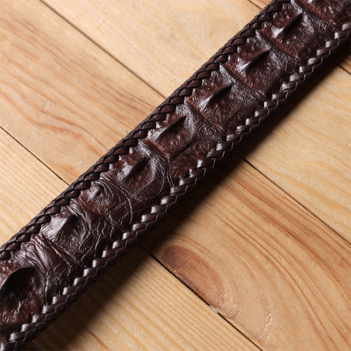Ремень мужской кожаный Crocodile Leather 18171 коричневый фото16